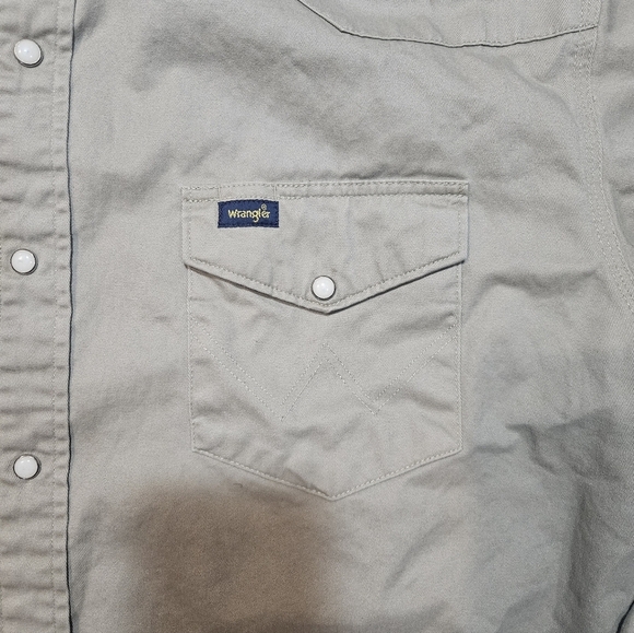 Wrangler Men's XXL Western Canvas Shirt Khaki Snap Button Long Sleeve Workwear - Picture 2 of 8